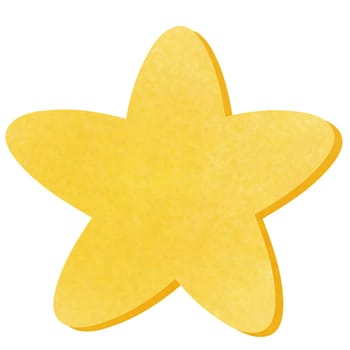 Drawing of yellow star isolated on white background for usage as an illustration concept
