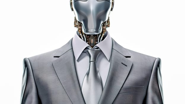 robot businessman in business suit, made with Generative AI. High quality illustration