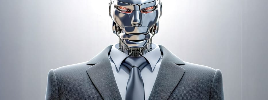 robot businessman in business suit, made with Generative AI. High quality illustration