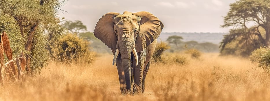 elephant in africa savannah, made with Generative AI. High quality illustration