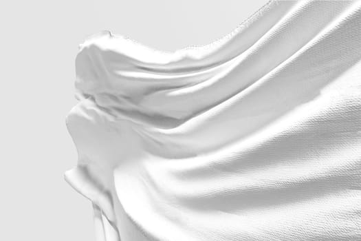 Background texture of crumpled white fabric on a light background with space for text