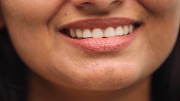 woman's mouth with a serious expression close-up