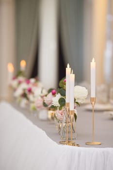 Tables set for an event party or wedding reception.