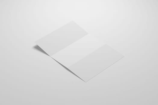 Blank Trifold Paper Leaflet, paper sheet Mockup, A4 page mock up. Template for your design. 3d rendering.