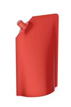 Red stand-up pouch with spout on white background