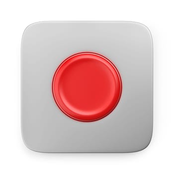 Shiny red button on white background