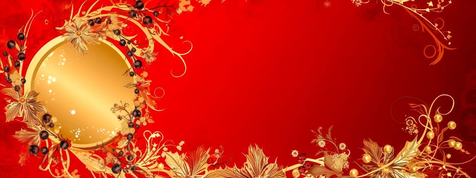 Christmas holiday decorations, banner with copy space made with Generative AI. High quality illustration