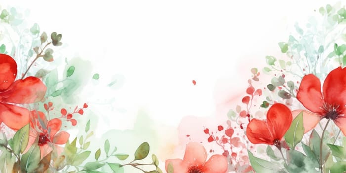 Beautiful abstract red and green watercolor floral design background. beautiful Generative AI AIG32