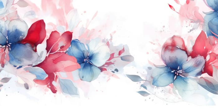 Beautiful abstract red and blue watercolor floral design background. beautiful Generative AI AIG32