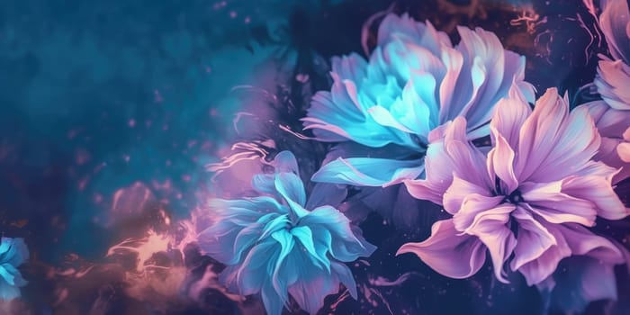 beautiful abstract turquoise purple beige night photo floral design background banner. beautiful Generative AI AIG32