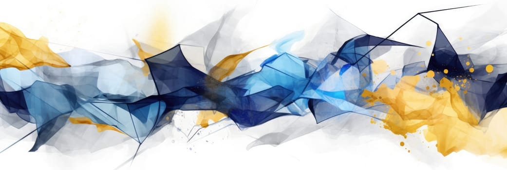 Abstract watercolor artwork mixed with buzzy geometric shapes for background of social media banner generative AI image