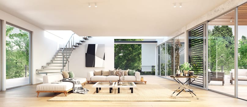 modern luxury house interior (3d design illustration)
