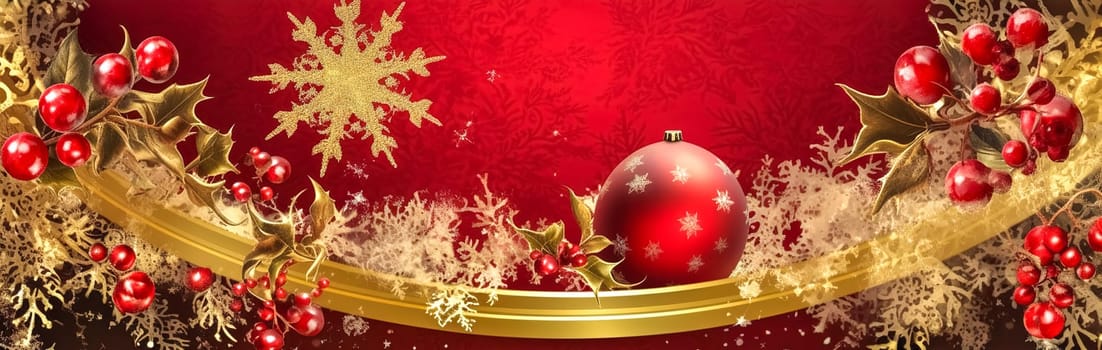 Christmas holiday decorations, banner with copy space made with Generative AI. High quality illustration