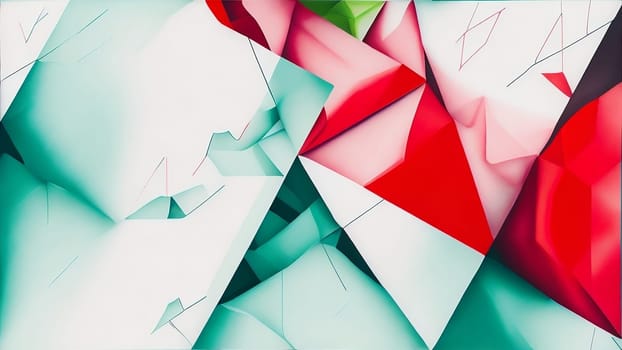 Abstract red,green and white background with geometric lines.Generative ai.