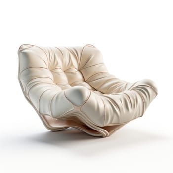 The armchair of the future, soft shapes and shine. On a white background