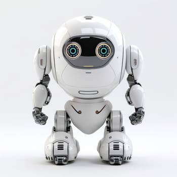 Small white robot on white background