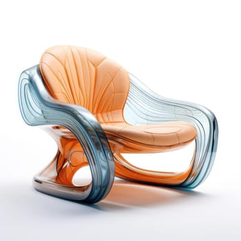 The armchair of the future, soft shapes and shine. On a white background