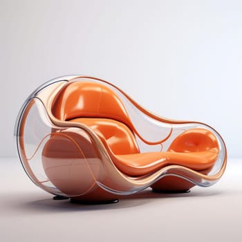 The armchair of the future, soft shapes and shine. On a white background