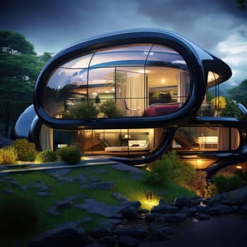 The cottage of the future, soft lines and high technology