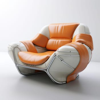 The armchair of the future, soft shapes and shine. On a white background