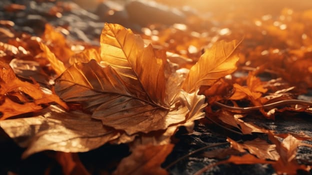 Autumn yellow leaves on the ground. Beautiful background for your design