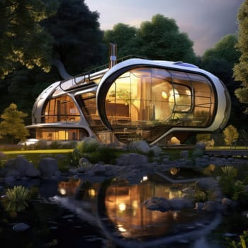 The cottage of the future, soft lines and high technology