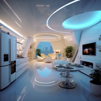 The interior of the future. Eye-catching lines and high technology