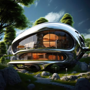 The cottage of the future, soft lines and high technology