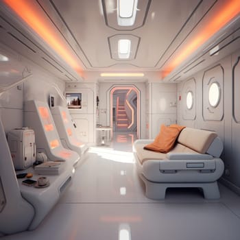 The interior of the future. Eye-catching lines and high technology