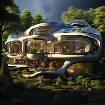 The cottage of the future, soft lines and high technology