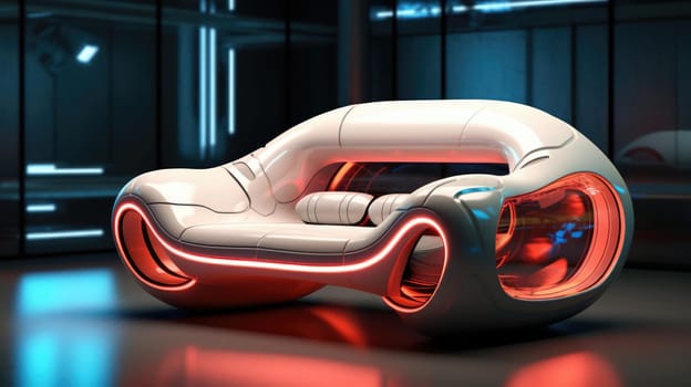 The sofa of the future in the interior, soft lines