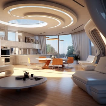 The interior of the future. Eye-catching lines and high technology