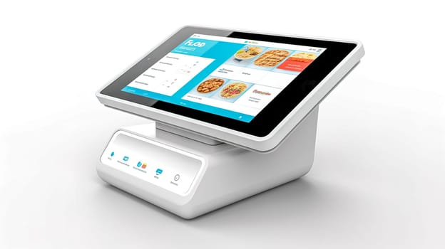 touch cash register and terminal for booking, registration and payments in restaurants, hotels and shops, made with Generative AI. High quality illustration