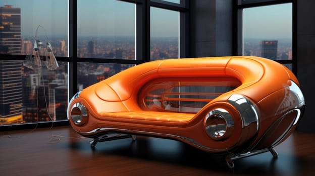 The sofa of the future in the interior, soft lines