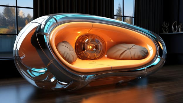 The sofa of the future in the interior, soft lines