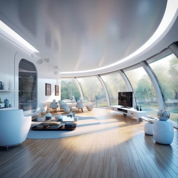 The interior of the future. Eye-catching lines and high technology