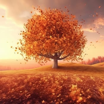 Yellow autumn tree. Autumn landscape. The concept of nature