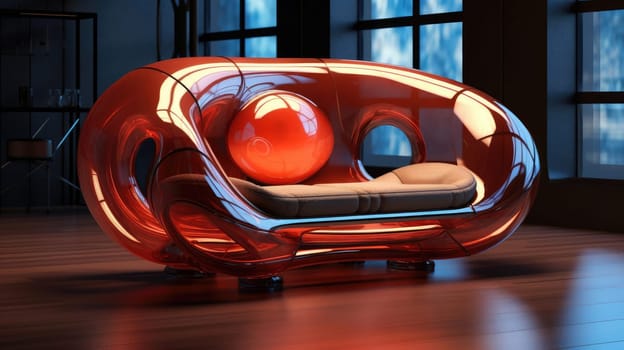 The sofa of the future in the interior, soft lines