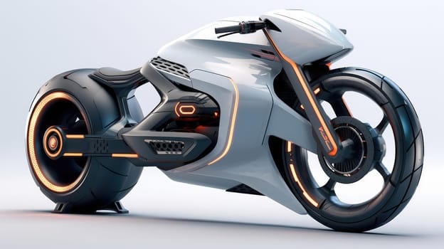 Motorcycle of the future, without a man on a white background