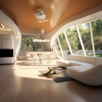 The interior of the future. Eye-catching lines and high technology