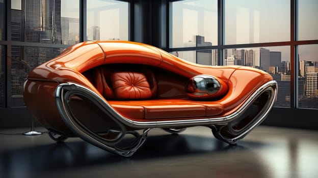 The sofa of the future in the interior, soft lines