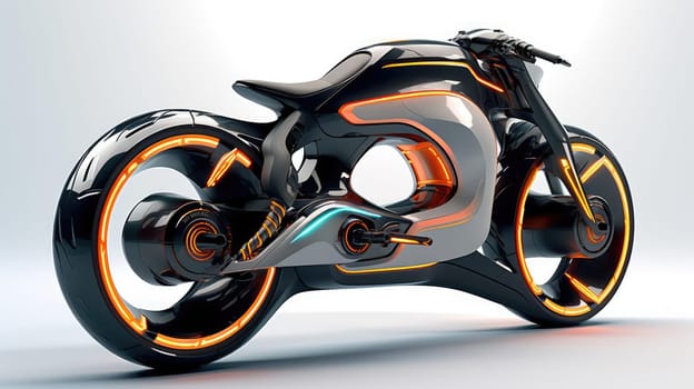 Motorcycle of the future, without a man on a white background