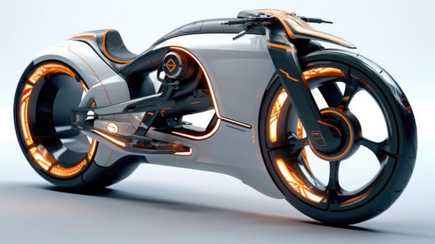 Motorcycle of the future, without a man on a white background