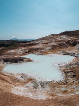 Image of Namafjall Hverir, Geothermal Area In The Myvatn District, Iceland, Europe. Colorful volcanic area.