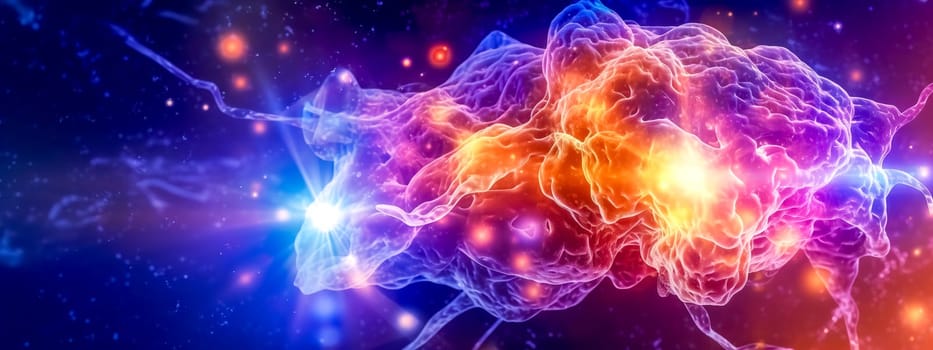 neural networks, colored backlighting, fast data transfer, thinking and intelligence, made with Generative AI. High quality illustration