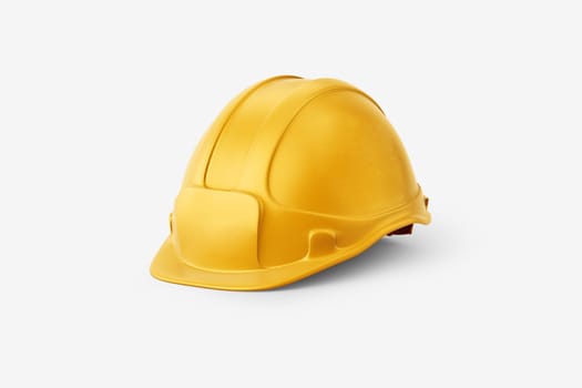 Protective helmet for the head yellow on a white background