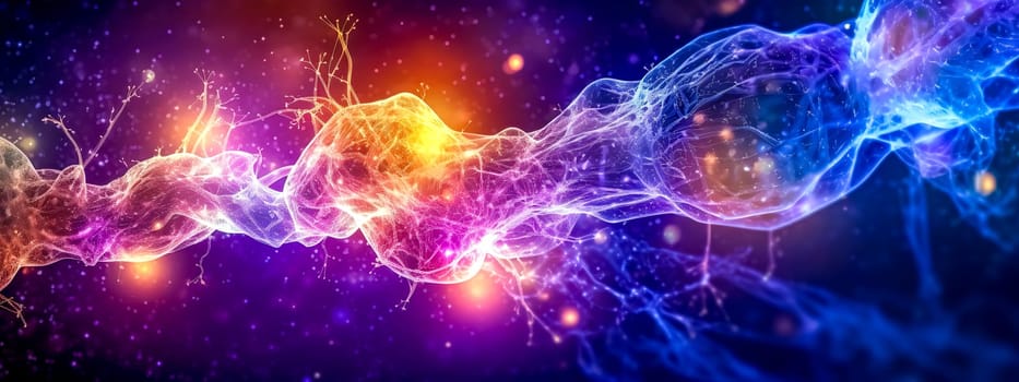 neural networks, colored backlighting, fast data transfer, thinking and intelligence, made with Generative AI. High quality illustration
