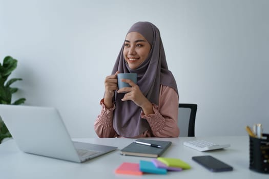 Business, finance and employment, female successful entrepreneurs concept. Confident smiling Muslim woman.