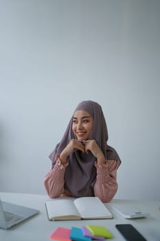 Business, finance and employment, female successful entrepreneurs concept. Confident smiling Muslim woman.