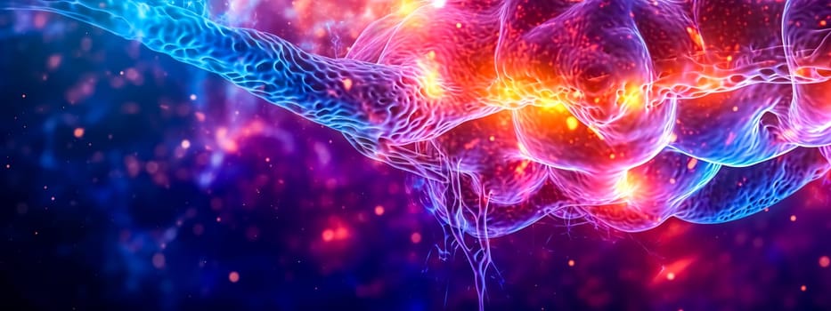neural networks, colored backlighting, fast data transfer, thinking and intelligence, made with Generative AI. High quality illustration